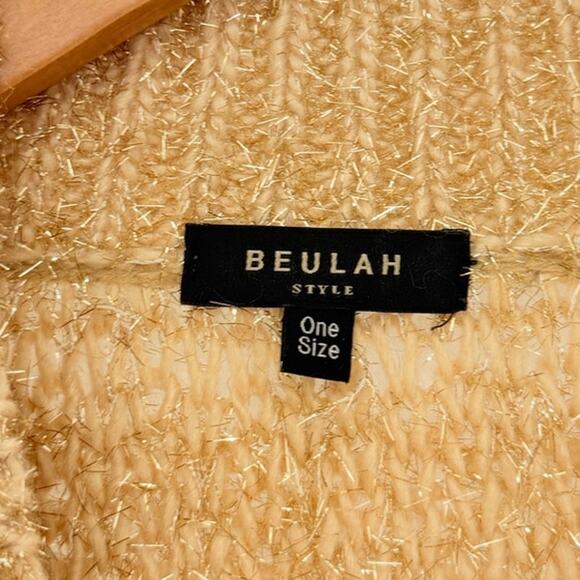 Beulah‎ Style Knitted Metallic Champagne Sweater One Size Fall Cozy Lounge - Picture 3 of 5